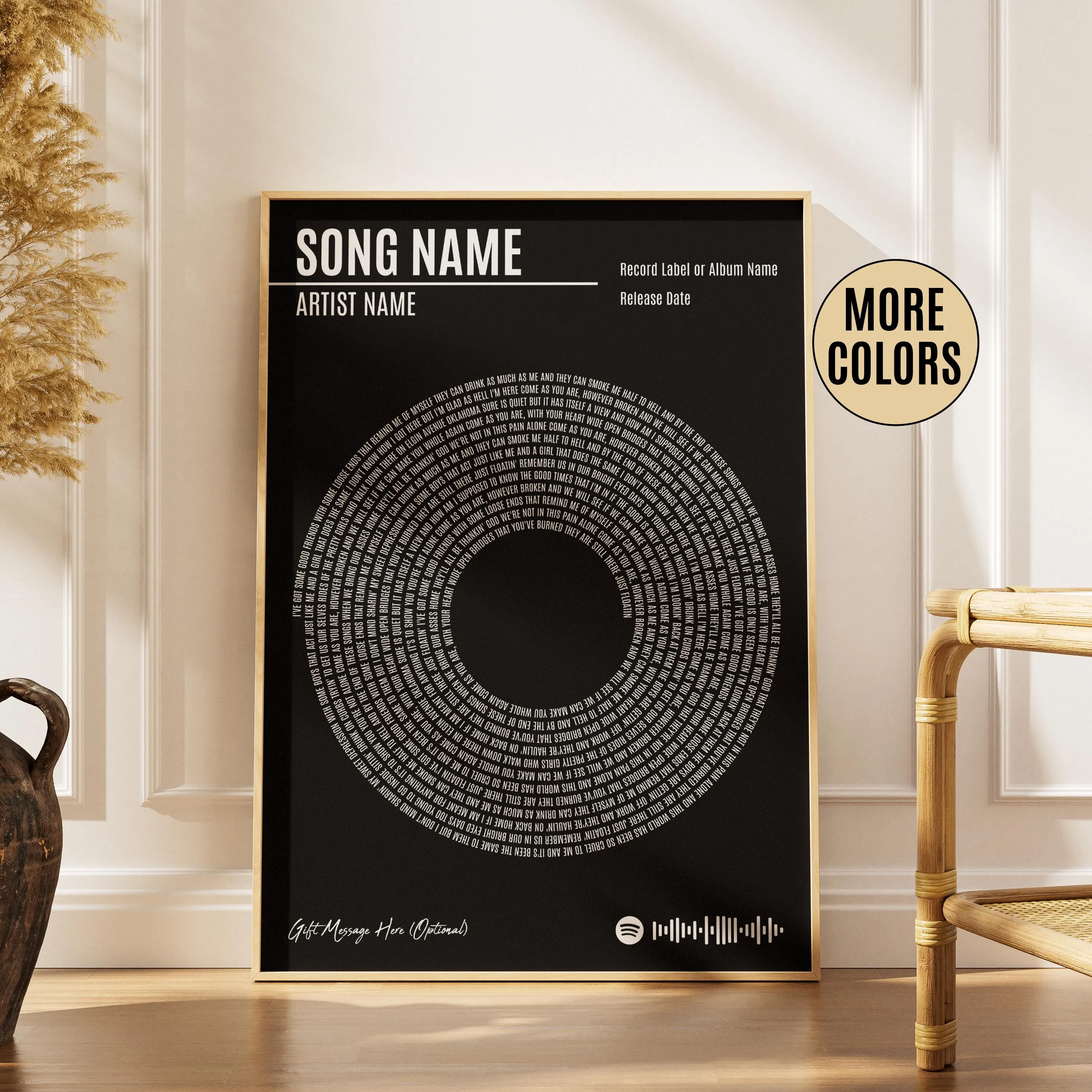 Custom Vinyl Lyrics Print, Personalised Music Poster, Customizable Music Gift, Anniversary Gift, Wedding Song Dance, Valentine's Gift β Calm Wall Art by Artsify - Image 1
