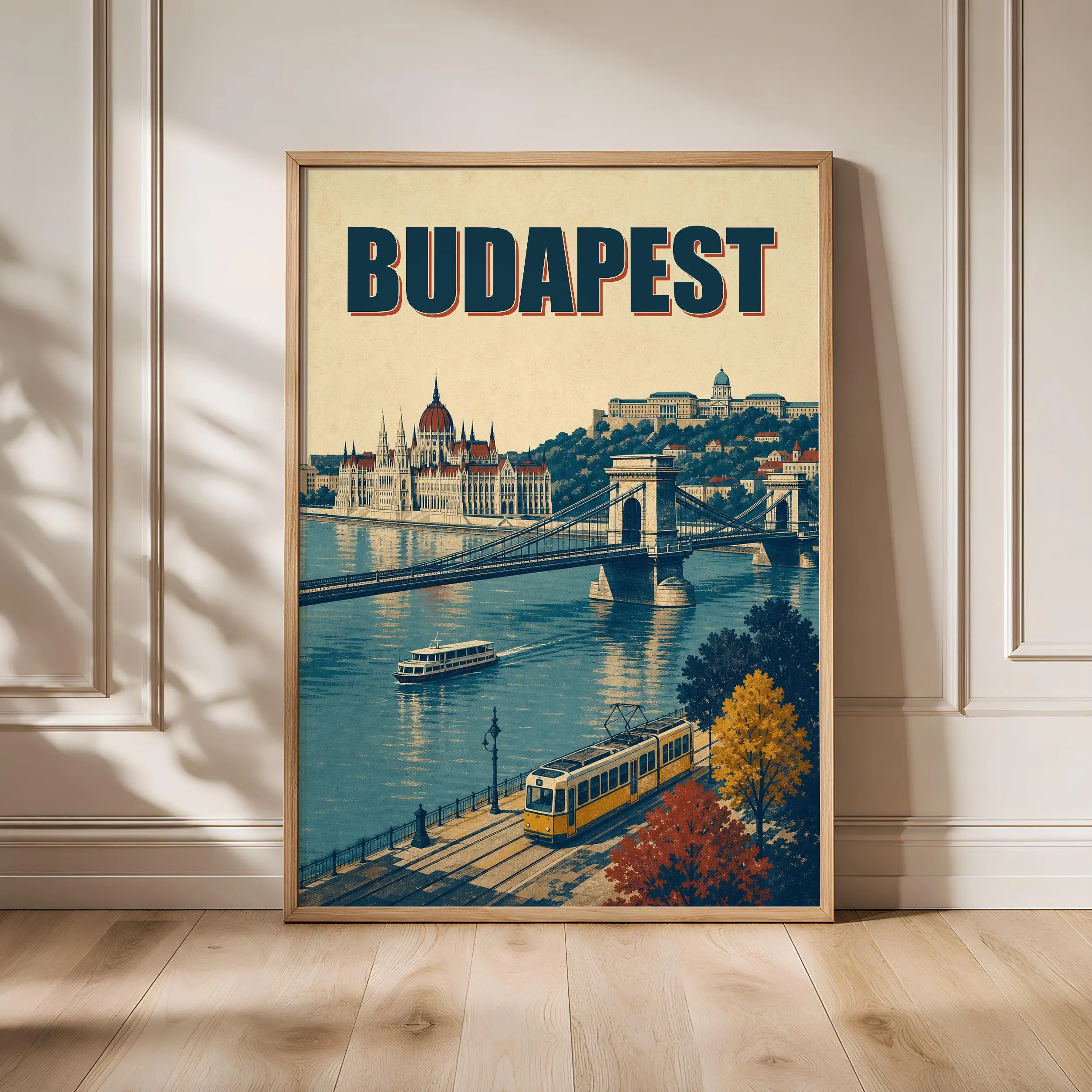 Budapest Travel Poster Print, Vintage Skyline Wall Art, Bold Typography Poster, City Name Wall Decor, Housewarming Gift – Calm Wall Art by Artsify - Image 1