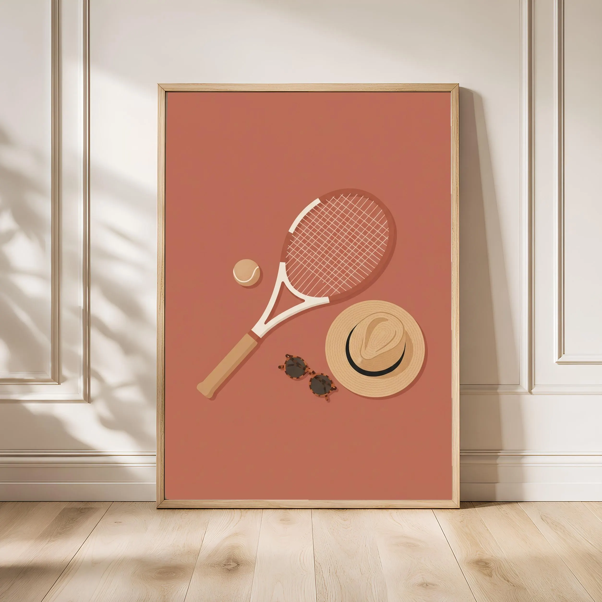 Tennis Club Print, Preppy Japandi Poster, Clay Red Wall Art, Tennis Gift, Housewarming Gift – Calm Wall Art by Artsify - Image 1