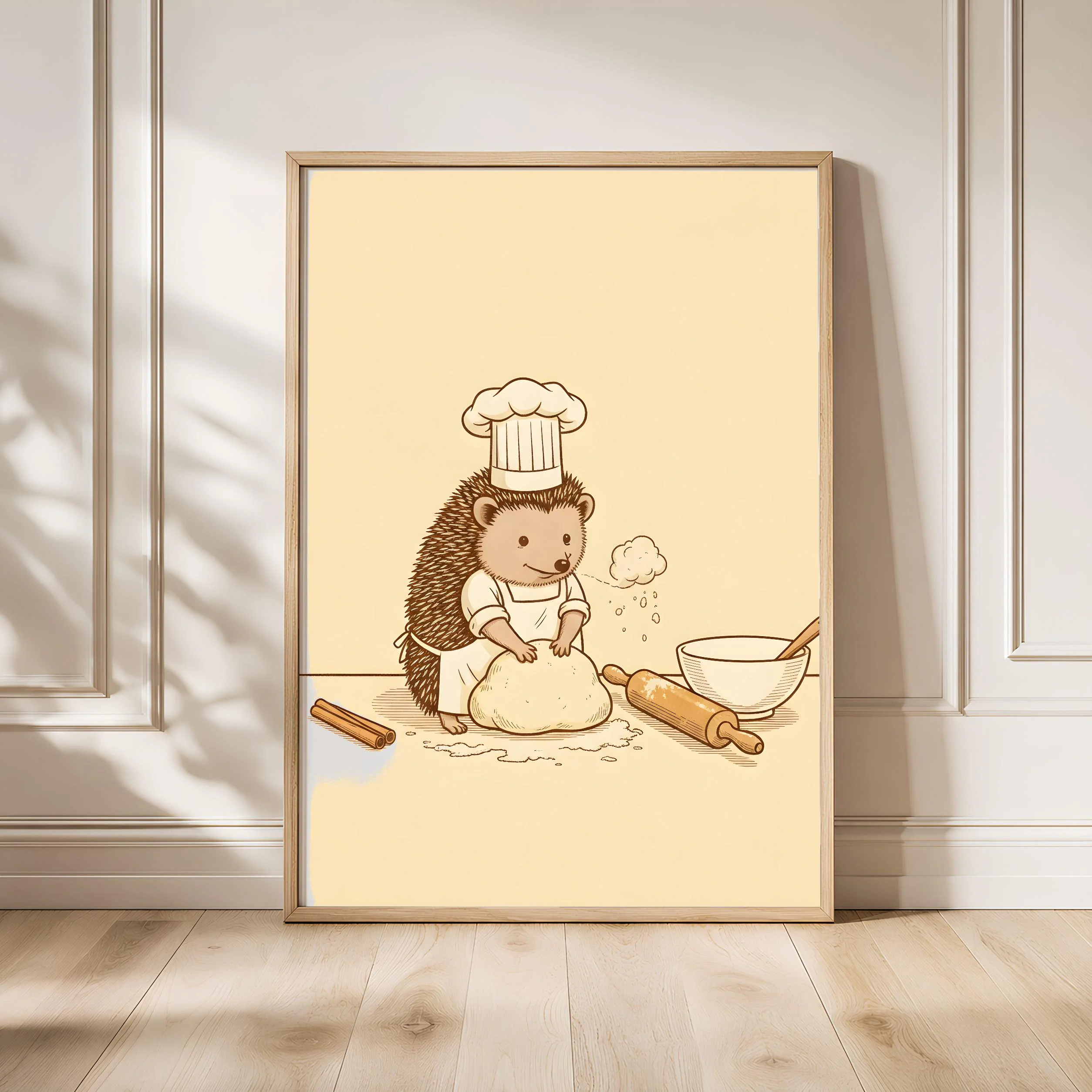 Baking Hedgehog Art Print, Funny Animal Poster, Retro Kitchen Wall Art, Quirky Bakery Decor, Baker Gift, Housewarming Gift – Calm Wall Art by Artsify - Image 1