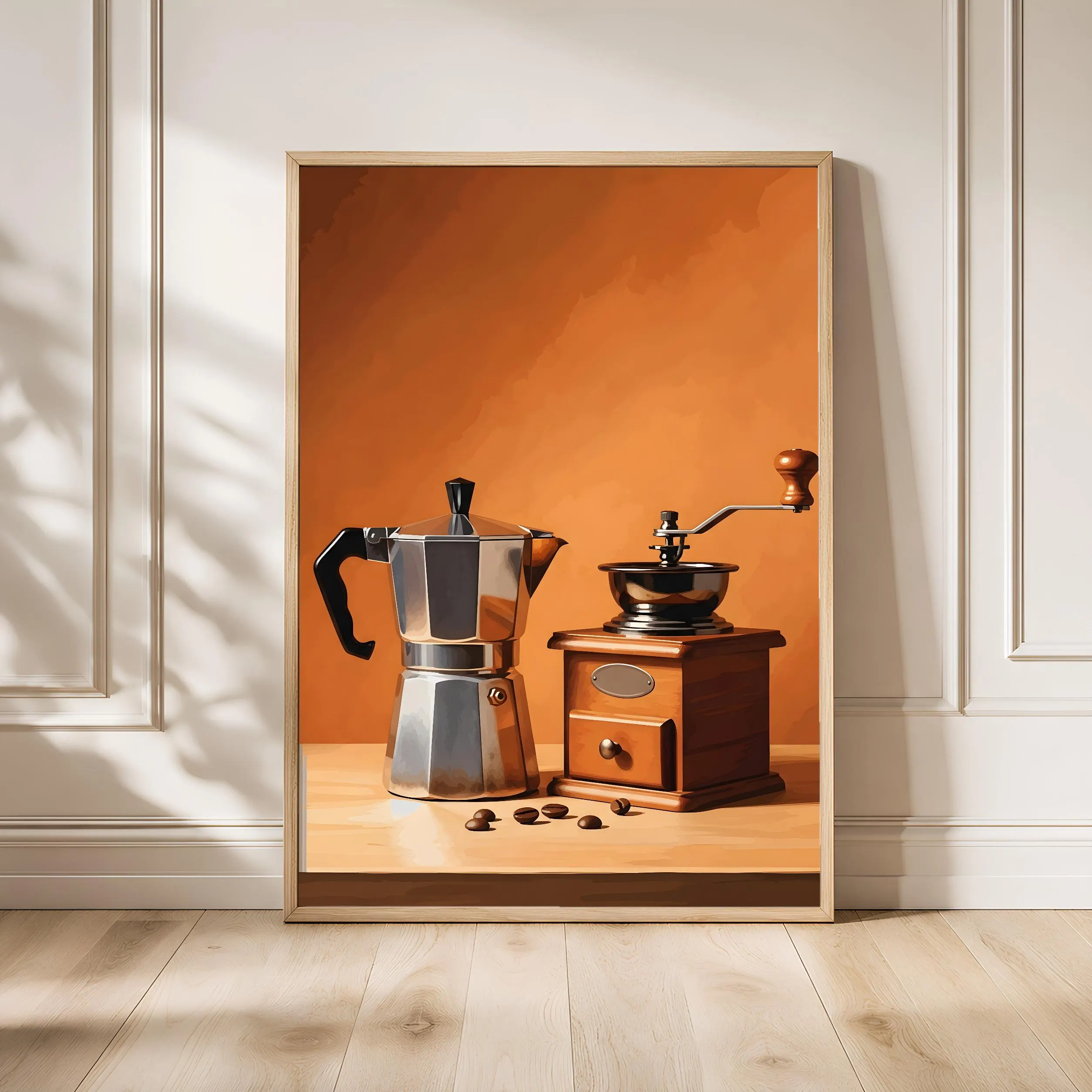 Vintage Coffee Equipment Print, Retro Moka Pot Poster, Mid Century Kitchen Wall Art, Coffee Lover Gift, Housewarming Gift – Calm Wall Art by Artsify - Image 1
