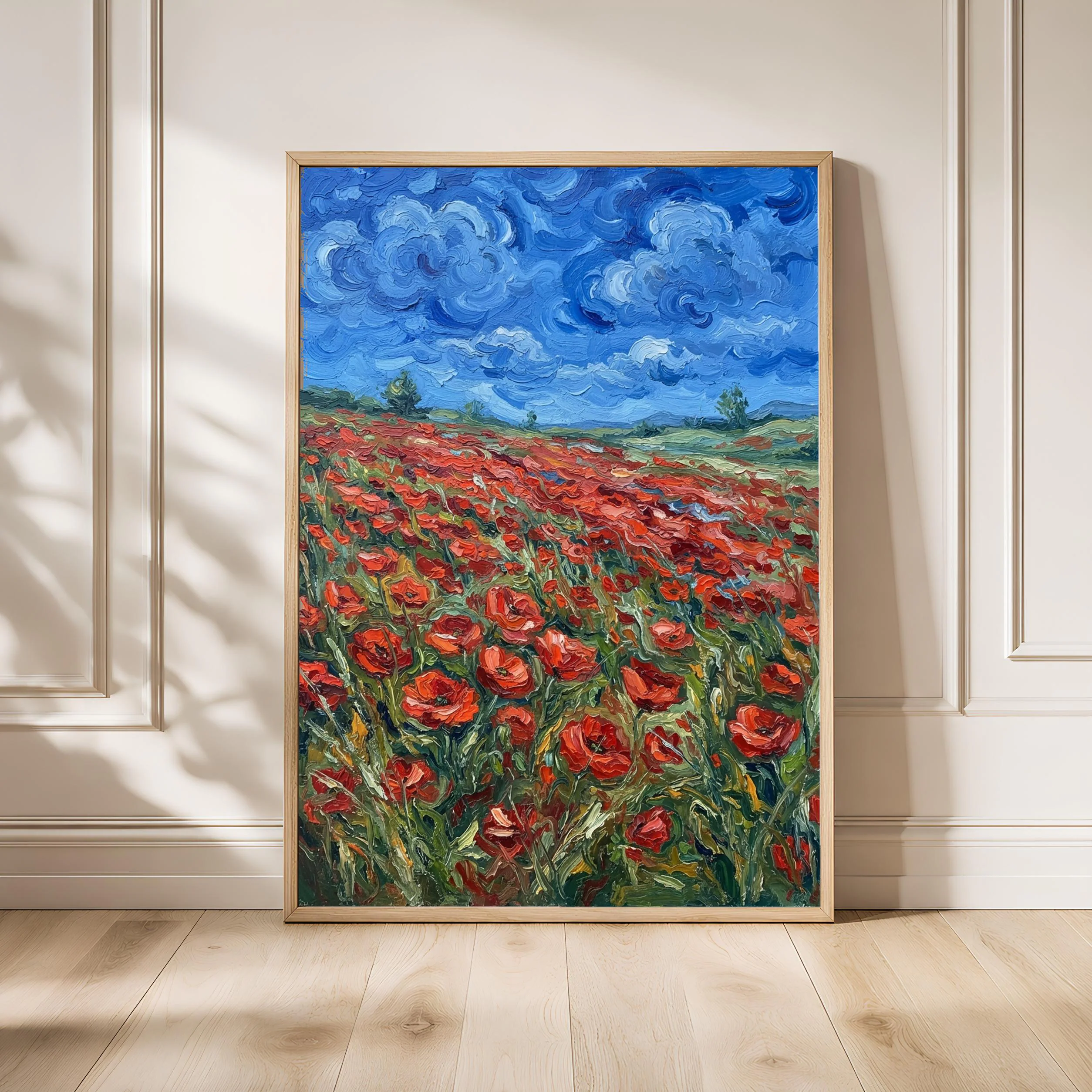 Van Gogh Style Poppy Field Print, Post Impressionist Wall Art, Red Flower Poster, Bedroom Decor, Housewarming Gift – Calm Wall Art by Artsify - Image 1