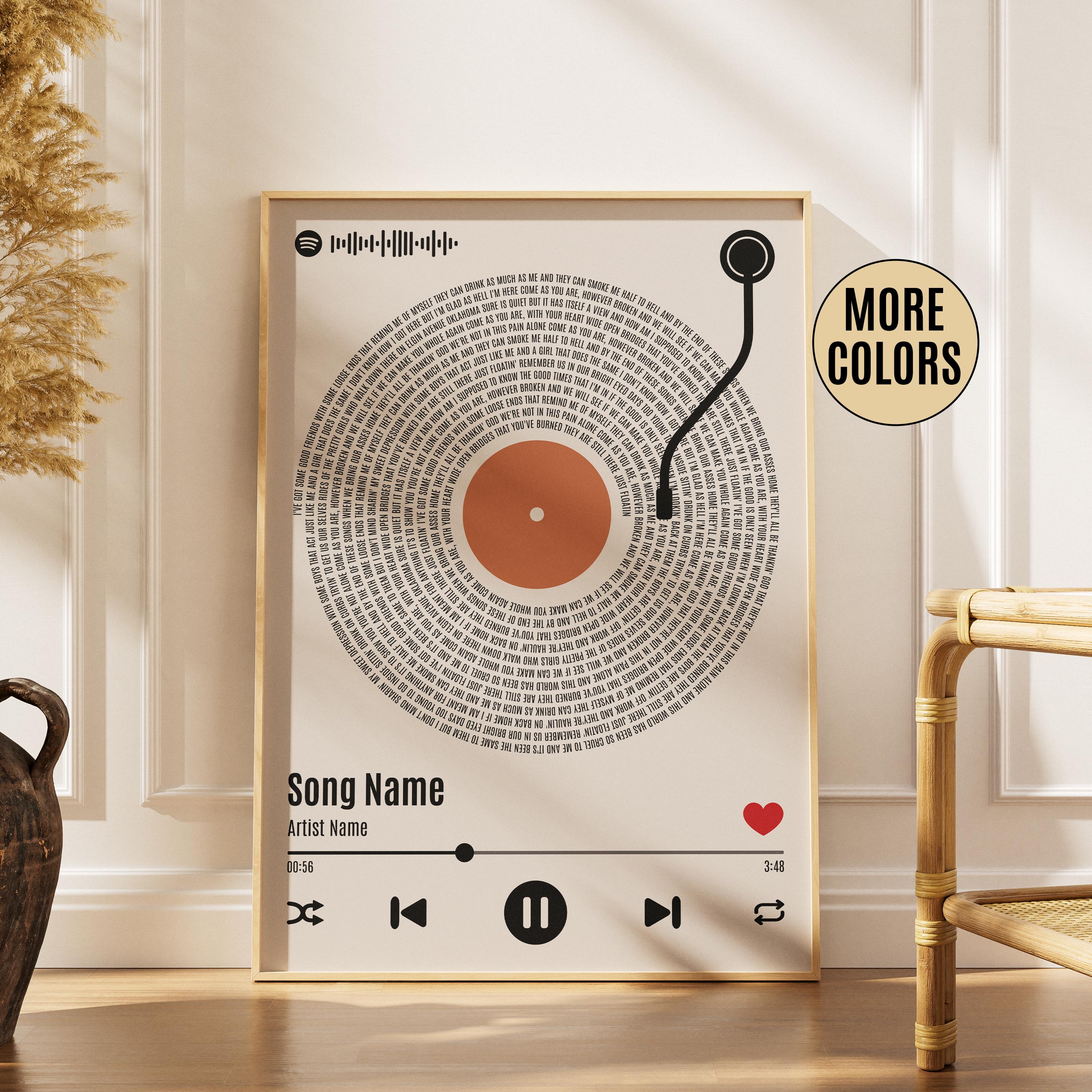 Custom Song Lyrics Vinyl Record Print, Personalized Music Gift, Modern Home - Office Decor β Calm Wall Art by Artsify - Image 1