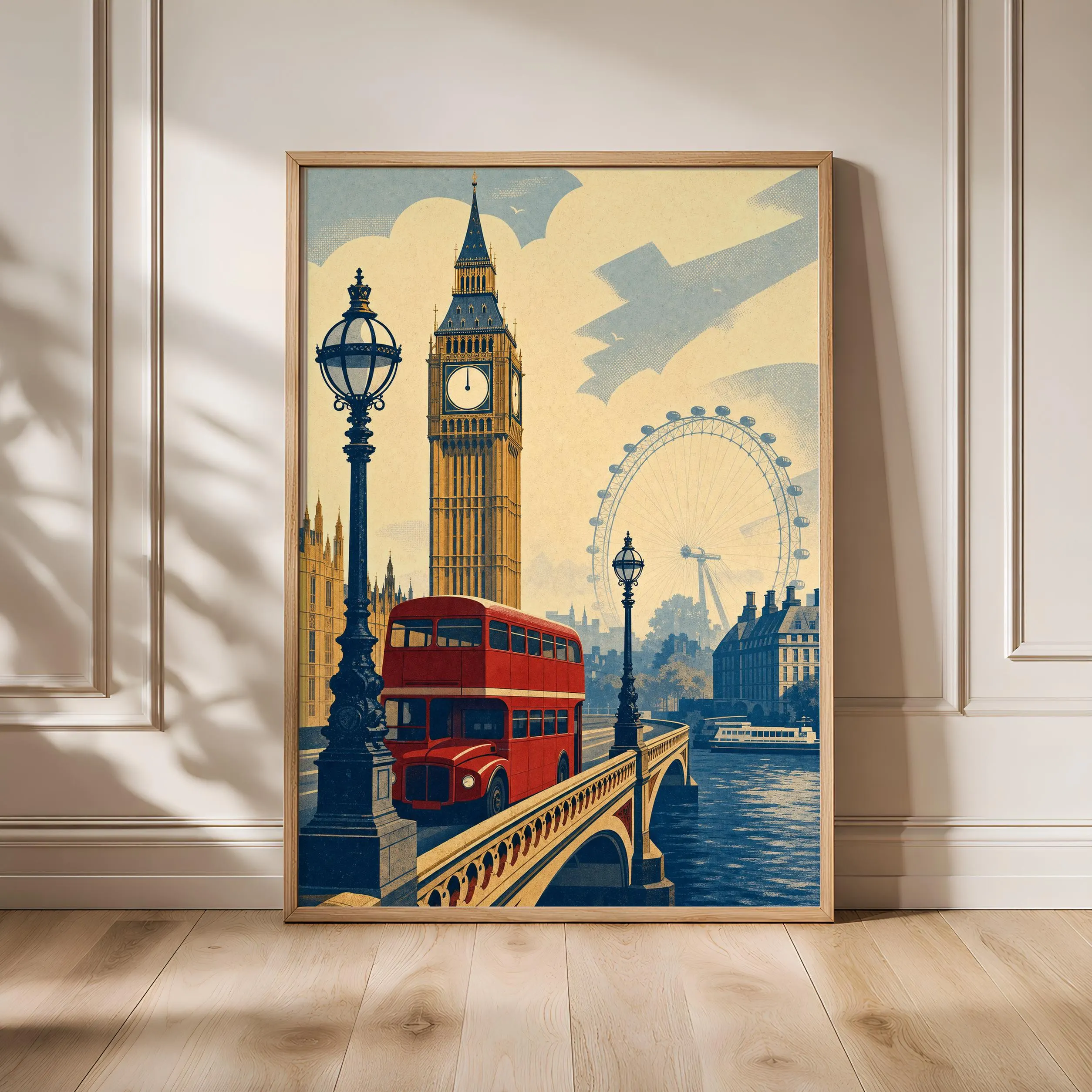 London Skyline Painting Print, Big Ben Wall Art, Vintage Cityscape Poster, British Travel Decor, Housewarming Gift – Calm Wall Art by Artsify - Image 1